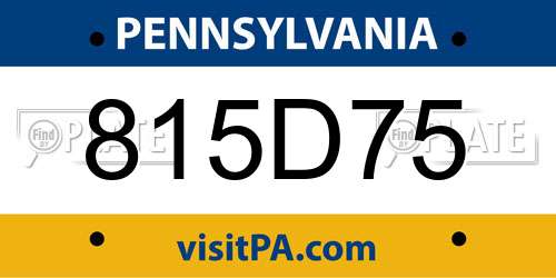 815D75 Pennsylvania License Plate
