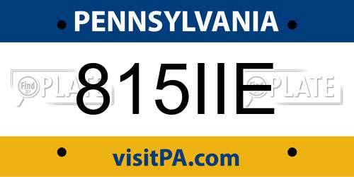 815IIE Pennsylvania License Plate