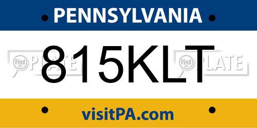 815KLT Pennsylvania License Plate