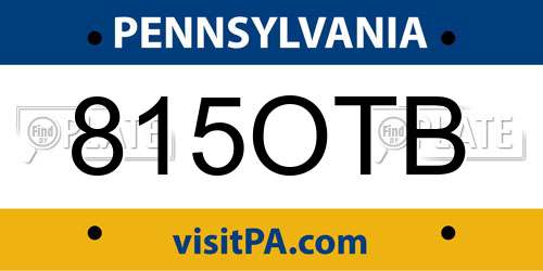 815OTB Pennsylvania License Plate