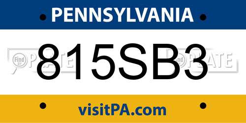 815SB3 Pennsylvania License Plate