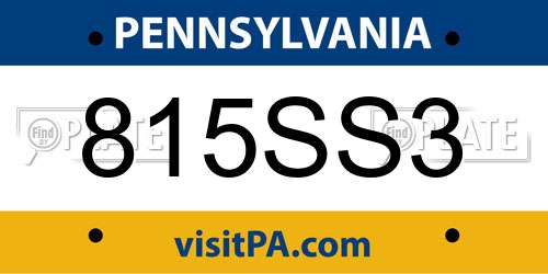 815SS3 Pennsylvania License Plate
