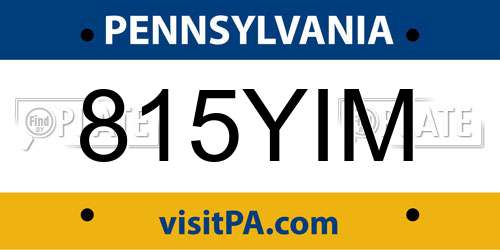 815YIM Pennsylvania License Plate