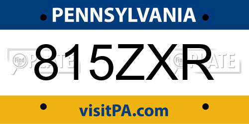 815ZXR Pennsylvania License Plate