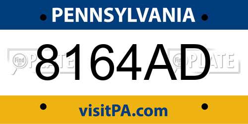 8164AD Pennsylvania License Plate