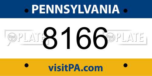 8166 Pennsylvania License Plate
