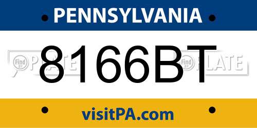 8166BT Pennsylvania License Plate