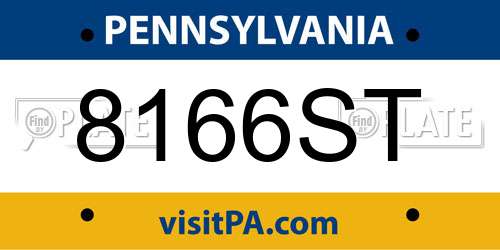 8166ST Pennsylvania License Plate