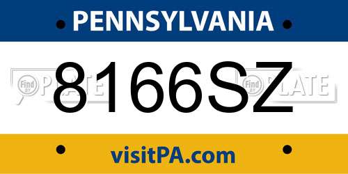 8166SZ Pennsylvania License Plate
