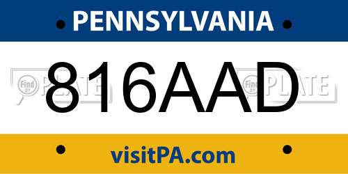 816AAD Pennsylvania License Plate