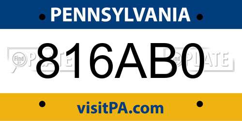 816AB0 Pennsylvania License Plate