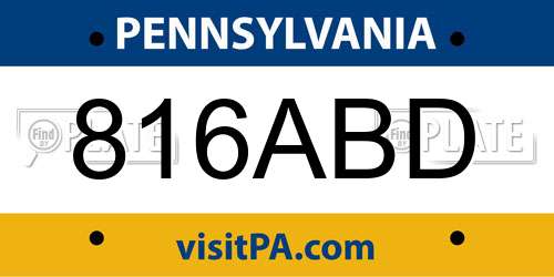 816ABD Pennsylvania License Plate