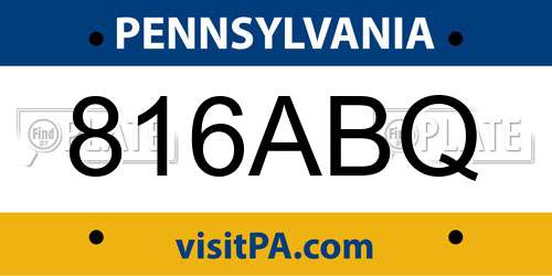 816ABQ Pennsylvania License Plate