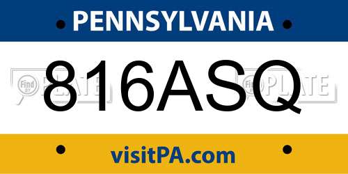 816ASQ Pennsylvania License Plate