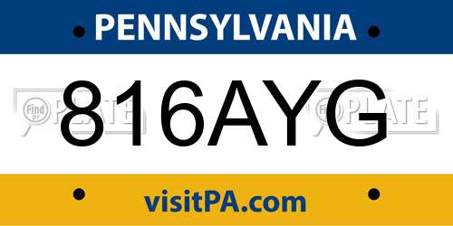 816AYG Pennsylvania License Plate