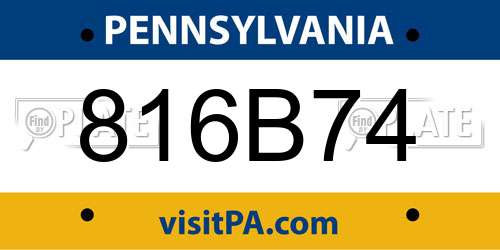 816B74 Pennsylvania License Plate