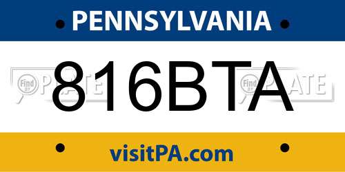 816BTA Pennsylvania License Plate