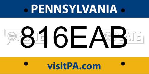 816EAB Pennsylvania License Plate