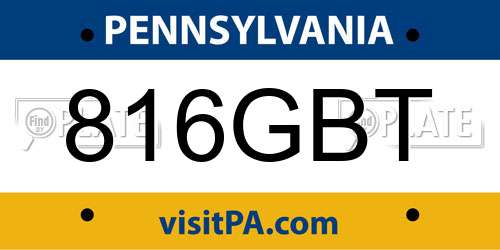 816GBT Pennsylvania License Plate
