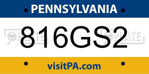816GS2 Pennsylvania License Plate