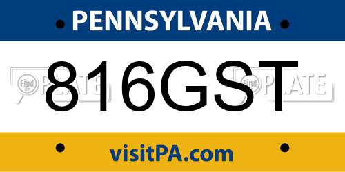 816GST Pennsylvania License Plate