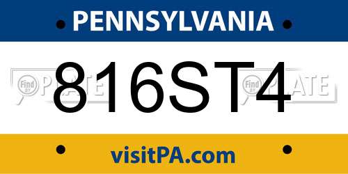 816ST4 Pennsylvania License Plate