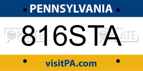 816STA Pennsylvania License Plate