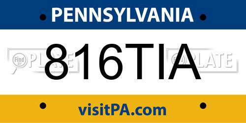 816TIA Pennsylvania License Plate