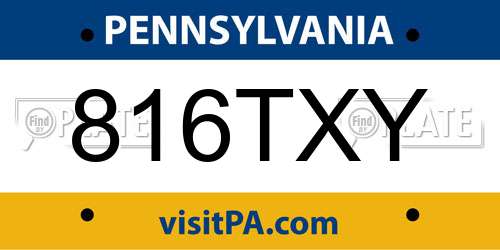 816TXY Pennsylvania License Plate