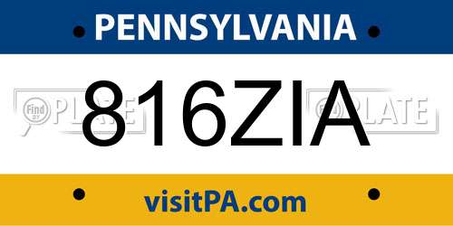 816ZIA Pennsylvania License Plate