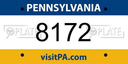 8172 Pennsylvania License Plate