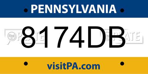 8174DB Pennsylvania License Plate