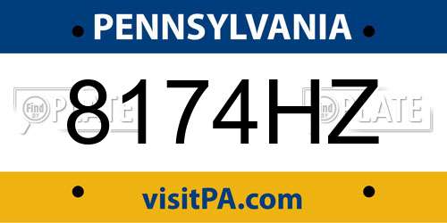 8174HZ Pennsylvania License Plate