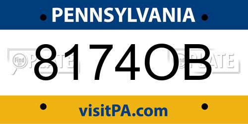 8174OB Pennsylvania License Plate