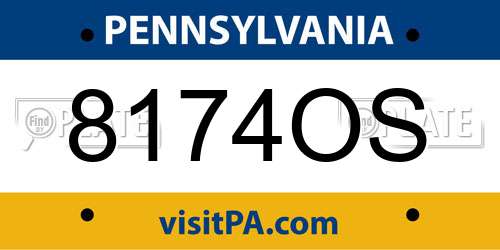 8174OS Pennsylvania License Plate