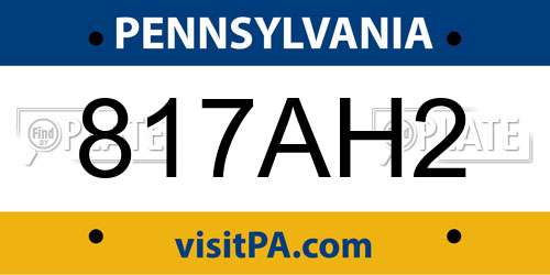 817AH2 Pennsylvania License Plate