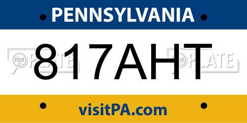 817AHT Pennsylvania License Plate
