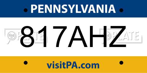 817AHZ Pennsylvania License Plate