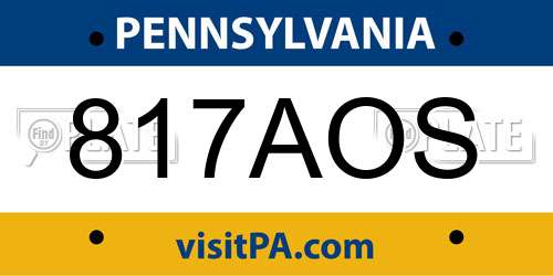 817AOS Pennsylvania License Plate