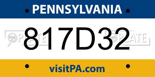 817D32 Pennsylvania License Plate