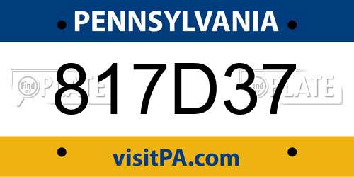 817D37 Pennsylvania License Plate
