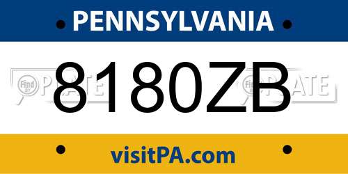 8180ZB Pennsylvania License Plate