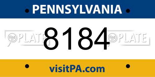 8184 Pennsylvania License Plate