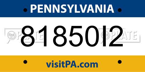 81850I2 Pennsylvania License Plate