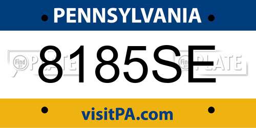 8185SE Pennsylvania License Plate