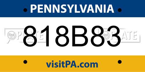 818B83 Pennsylvania License Plate