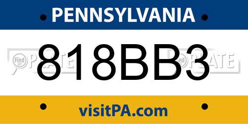 818BB3 Pennsylvania License Plate