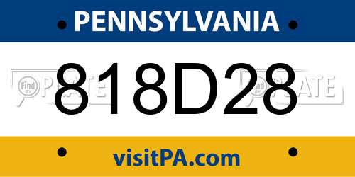 818D28 Pennsylvania License Plate