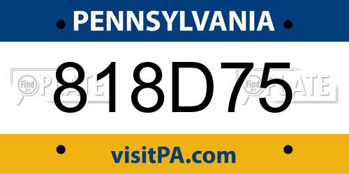 818D75 Pennsylvania License Plate