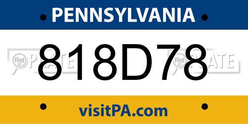 818D78 Pennsylvania License Plate